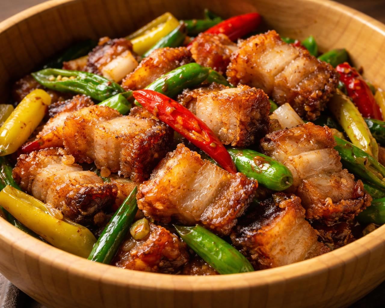 Crispy Pork Belly with Peppers